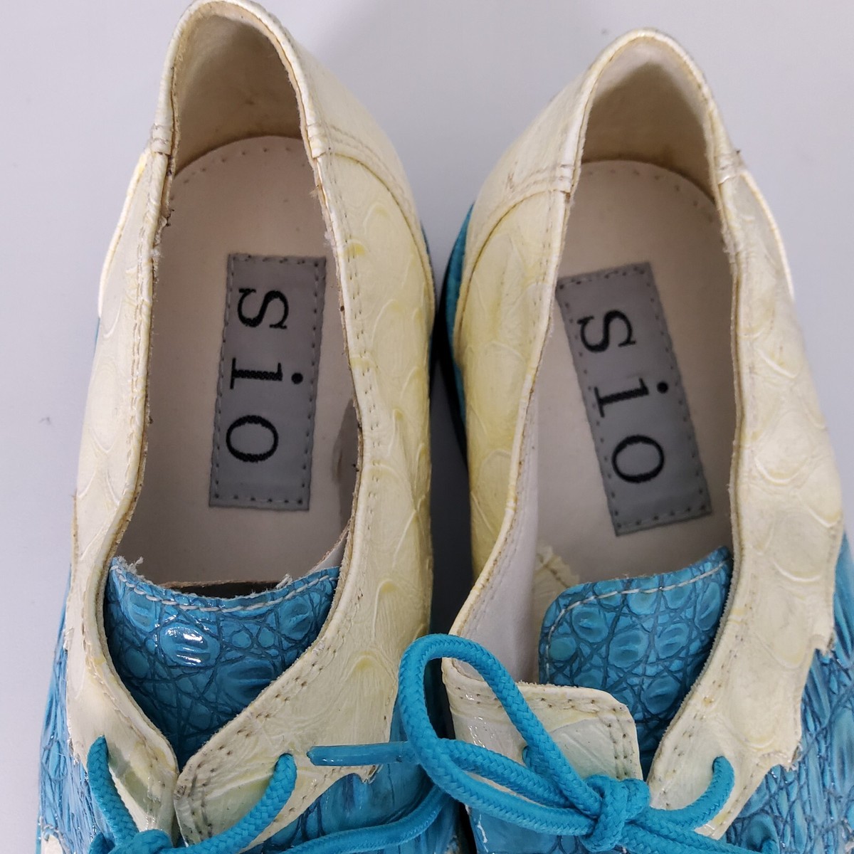 SIO MENS BOUTIQUE CASUAL LOW-TOP SHOE SIZE 9 New With Box Sio Men 9 Oxfords Formal Dress Shoes Blue Cream Faux  main image 3