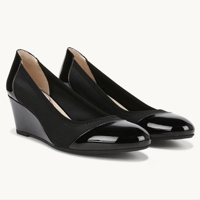 Life Stride NIB Black Fabric Soft Comfort Juliana Stretch Wedge - Women's Size 9