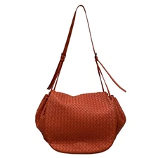 Auth BOTTEGA VENETA Intrecciato 245343 Orange Leather Shoulder Bag