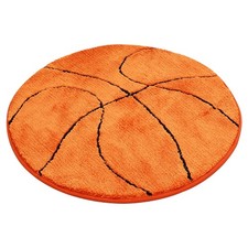 Soft Comfy Round Basketball Area Rug Sports Themed Carpet Kids Bedroom Decor