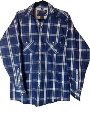 Ariat Holcombe Retro Fit Long Sleeve Button Up Shirt Men's S Pearl Snap Plaid