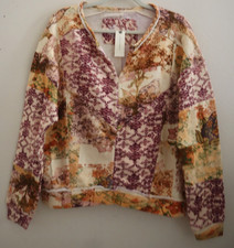 Anthropologie Pilcro Women Sz XS Patchwork Oversized Split Neck Sweatshirt 120
