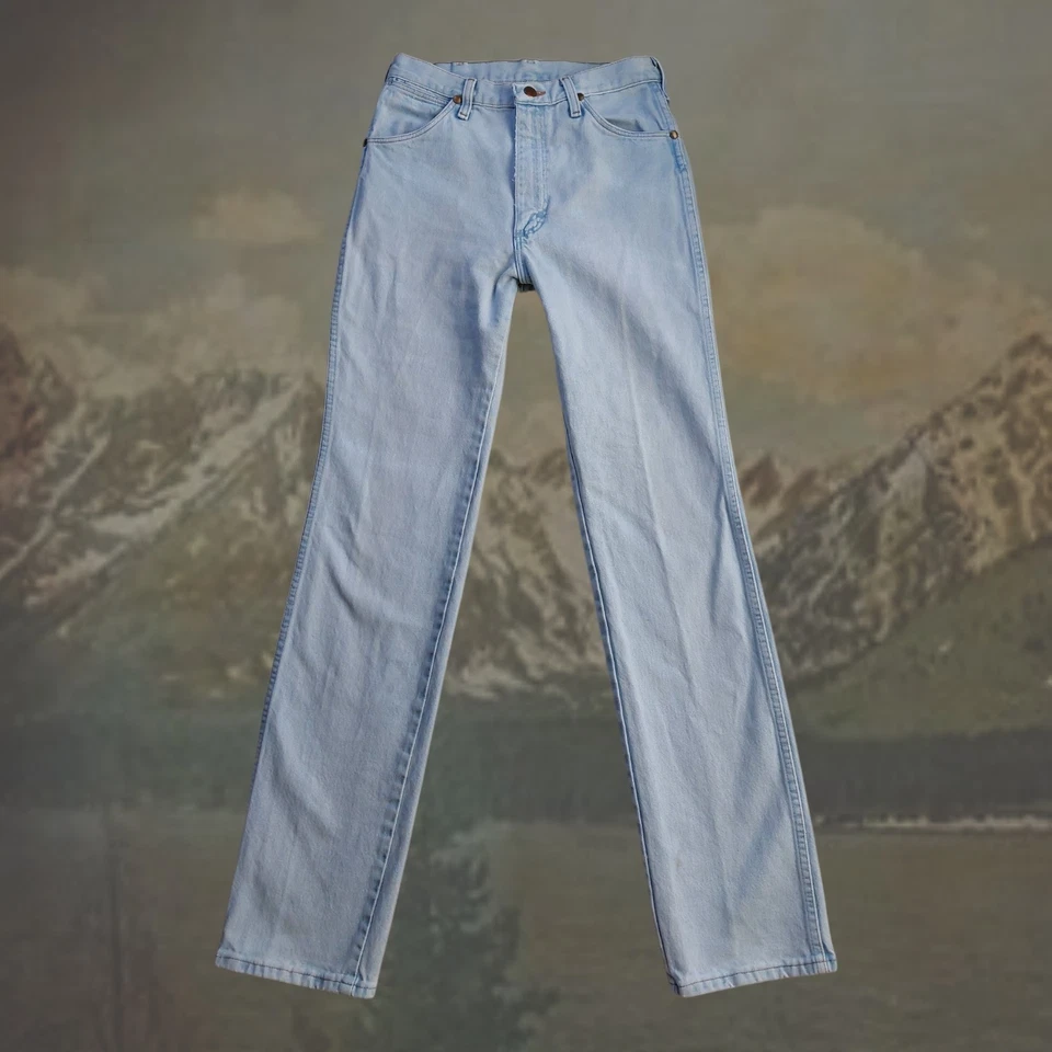Vintage 70s Wrangler Jeans Light Wash High Waisted Bootcut USA Sz 28x34 RARE - Image 1 of 4