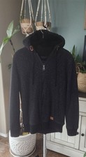 Buffalo David Bitton Men's Hoodie Sherpa Lining, Zip-up, Black Speckled, Size L