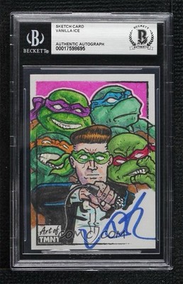 2018 Topps TMNT Ninja Turtles Vanilla Ice Ninja Rap Auto Art Sketch Card 1/1 BAS