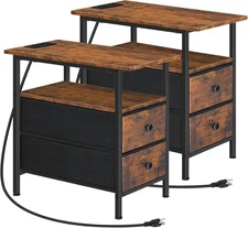 HOOBRO End Table Set of 2 Side Tables Nightstand 11.8"L x 18.9"W x 23.6"H