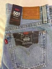 NWT 2018 Levi's Premium 501 Women  s Skinny High Rise distressed Jeans W28X L28