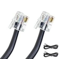 2 Pack 5 Feet Rj11 / Rj12 Data Cable Heavy Duty 6pins Highspeed Extension For C