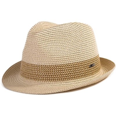 Sommerhut Herren Strohhut Fedora Strandfaltetbar UPF50+ Leinestil