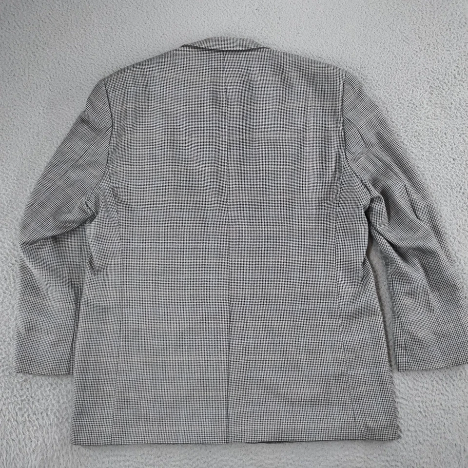 Chaps Blazer Mens 48L Gray Houndstooth Check Silk Wool Blend Sport Coat Jacket - Image 2 of 4
