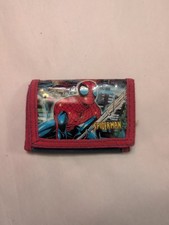 Vintage Spider-Man Kids Wallet Spiderman Marvel Billfold Nylon Red And BLUE