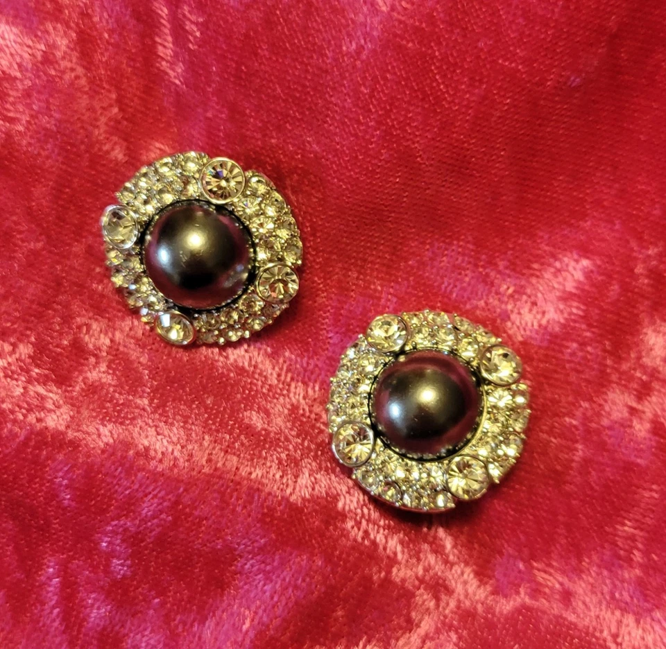 Pendientes Edwin perlas grises y cristal Foto 2 de 4