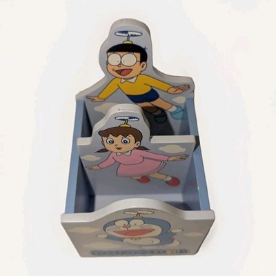 Vintage Painted Wood Holder Doraemon Nobita Shizuka Flying With Hopter Gadgets