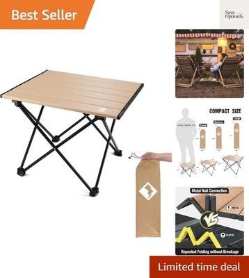 Portable Camping Side Table, Ultralight Aluminum Folding Beach Table with Car...