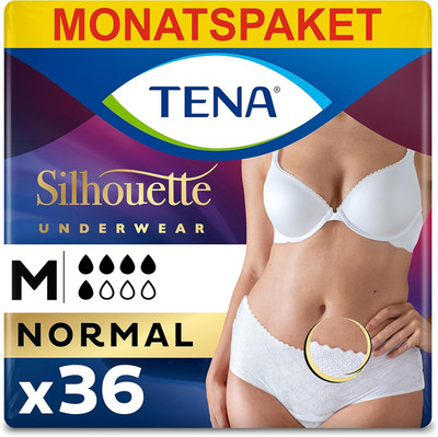 TENA Silhouette Normal Blanc - 32 Einwegslips Im Monatspaket (6 X 6 Stück) - Des