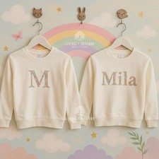 Personalized Floral Name Embroidered Kids Sweater