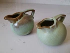 Vintage Pair Frankoma Pottery Prairie Green Mini Jug Pitchers #553