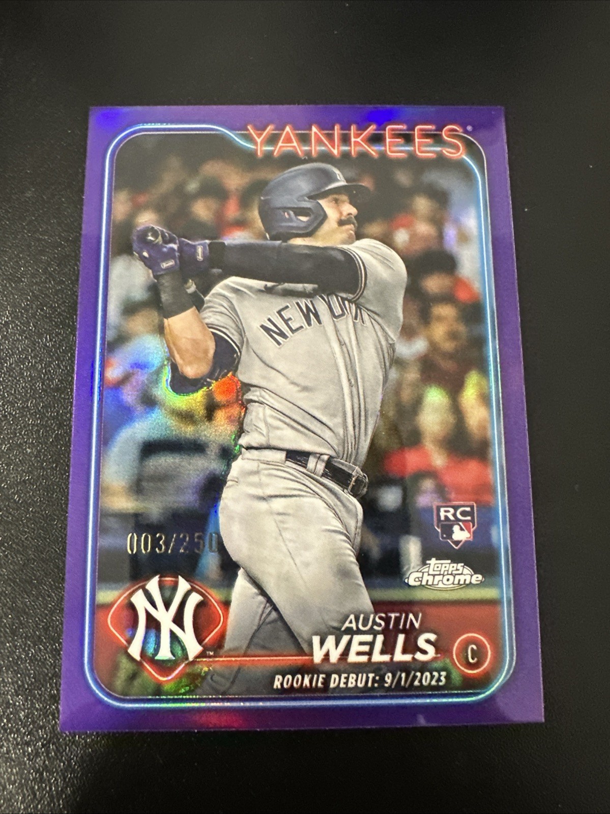 2024 Topps Chrome Update Debut Purple Refractor /250 Austin Wells RC