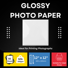 Glossy Photo Paper 12x12 Inch, High Gloss Finish, Heavyweight Inkjet Printer Pap