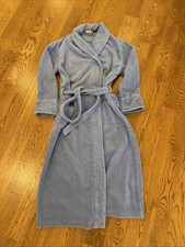 L.L.Bean Bathrobe Women's Large Blue Cotton Terry Shawl Collar Belted Robe