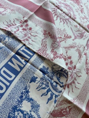 Christian Dior with a Toile de Jouy Soleil print. Silk scarf 90x90