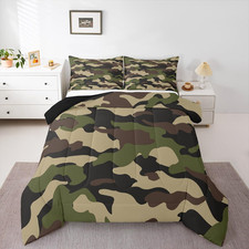Erosebridal Teens Army Camouflage Bedding Set Full Monochrome Attire Comforter