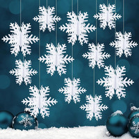 24 StüCke Weihnachten 3D Schneeflocken Deko, Weiß Christbaumschmuck Papier Weihn