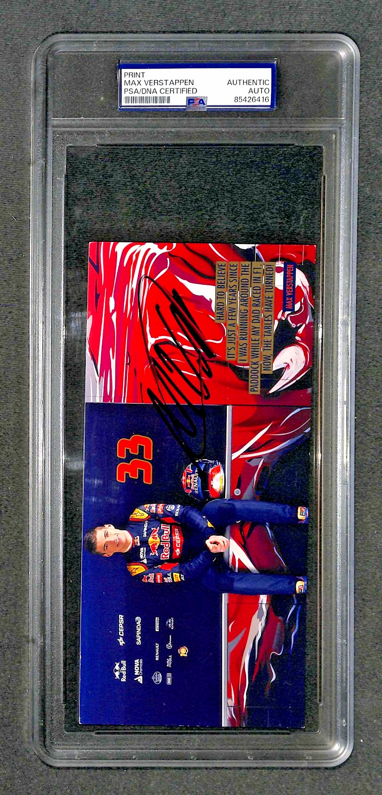 Signed Max Verstappen Photo Card 2015 F1 Dynasty Driver Card RC Rookie Auto PSA view 8