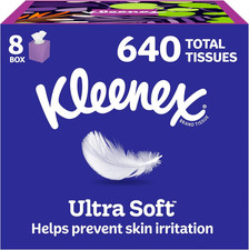 Kleenex Ultra Soft Facial Tissues, 8 Cube Boxes, 80 Tissues per Box, 3-Ply, Pack