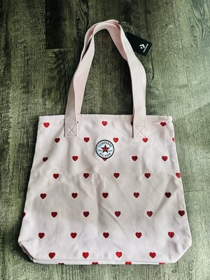 Converse All Star Tote Bag Pink Heart Print Canvas NWT
