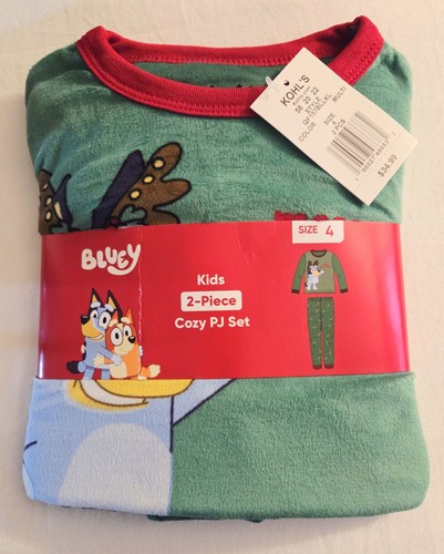 Bluey Kids Christmas Holiday Pajamas Cozy PJ Set 2PC Boys Size 4 NWT - Picture 5 of 8