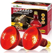 2 Pack 100W Infrared Reptile Heat Lamp Bulbs, Red Heat for Chickens  Reptile Pe