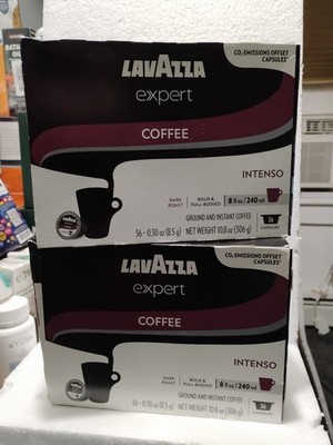 2x Lavazza Expert Coffee (2 Intenso Dark Roast Coffee 36 Capsules BB 1/2027