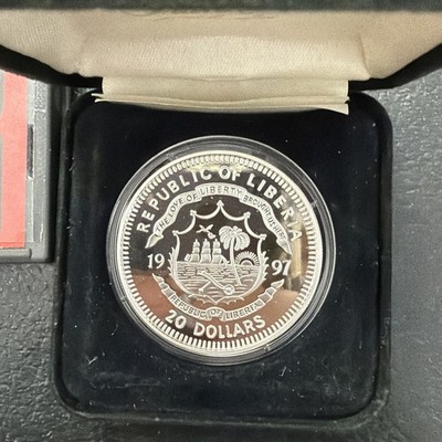 1997 Liberia $20 Dollars Princess Diana 1 OZ Silver 0.999 Memorium