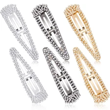 6 Pieces Rhinestone Hair Clips 3 Inch Snap Hair Barrettes Bridal Hair Barrettes 