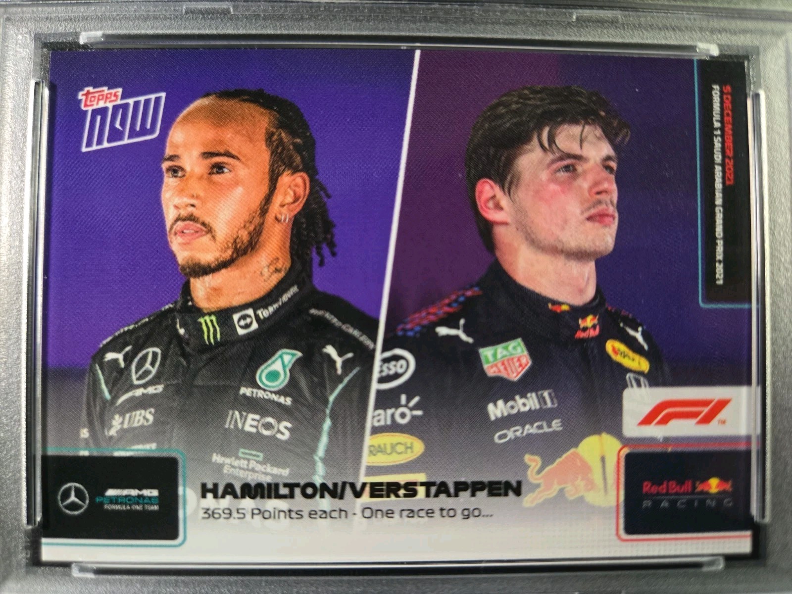 PSA 10 Lewis Hamilton Max Verstappen 1 Race To Go 2021 Formula 1 F1 Topps Now 78 view 3