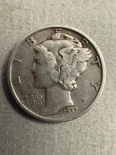 1937 S Mercury Dime In Very Fine Condition.