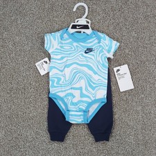 Baby Boys Nike Sportswear Paint Swirl Bodysuit  Sweatpants Set Blue Size 3M