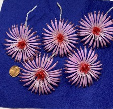 Vintage Plastic Small Pink Daisy Christmas Flowers with Pink Mica Tips