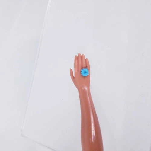 Vtg Vintage Barbie Doll Jewelry Accessory ~ Turquoise Round Ring for Doll