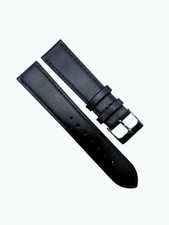 Genuine Leather Black Stitched Straight Watch Band Sizes: 14,16,18,20,22mm
