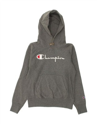 CHAMPION Herren Grafik Hoodie Pullover Small Grau Baumwolle BD12