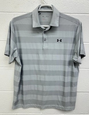 Mens Under Armour UA Golf Gray  Polo Shirt Size Large L Heatgear Performance Dry