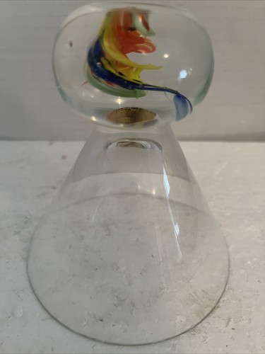 Bubble Base Ball Stem Martini Cosmo Cocktail 8 oz glass Blue Yellow Orange Squir - Picture 2 of 4