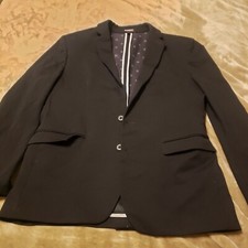Express Blazer Jacket Men Black Performance Slim Stretch Single Vent Pre-owned