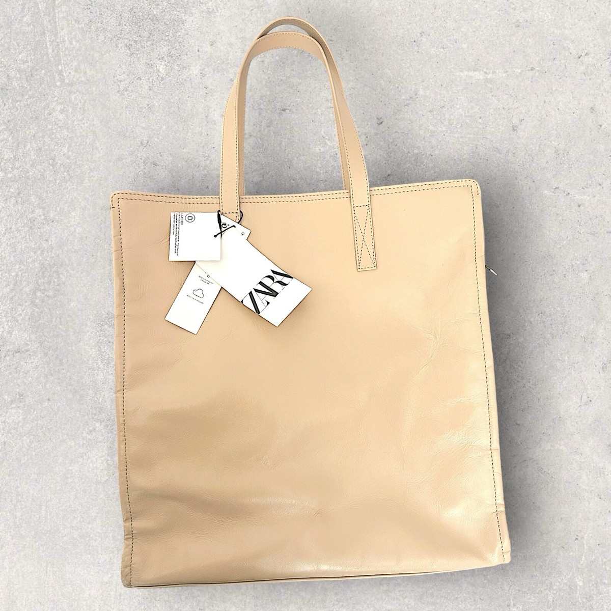 Zara Limited Edition Glazed Leather Shopper Bag, Retail $249