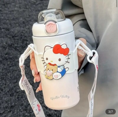 Hello Kitty Sanrio Thermos 30oz Insulated Steel Kawaii Water Bottle W Strap