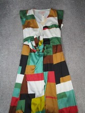 Hutch Dress Womens Xs Green White Brown Red Satin Wrap New