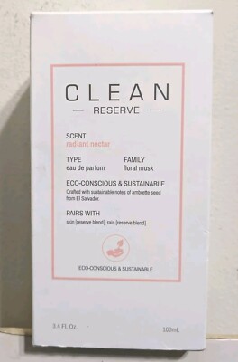 Clean Reserve Radiant Nectar Eau De Parfum 3.4 fl oz 100ml New In Box NIB