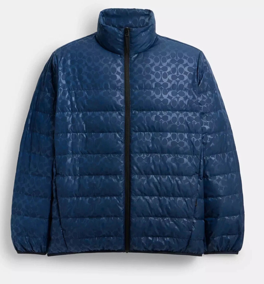 Piumino leggero Coach uomo lavato stampa logo blu navy (CT730) taglia XL nuovo con etichette